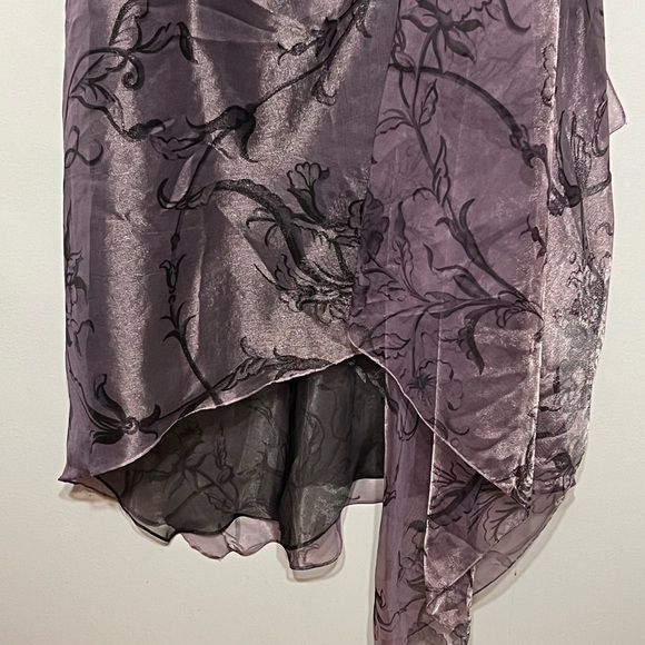 Lafayette 148 New York Strapless Draped Purple Silk Blend Floral Chiffon Dress 6 - Picture 6 of 9